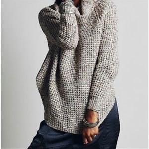 Free People Cream Cowl Neck Sweater